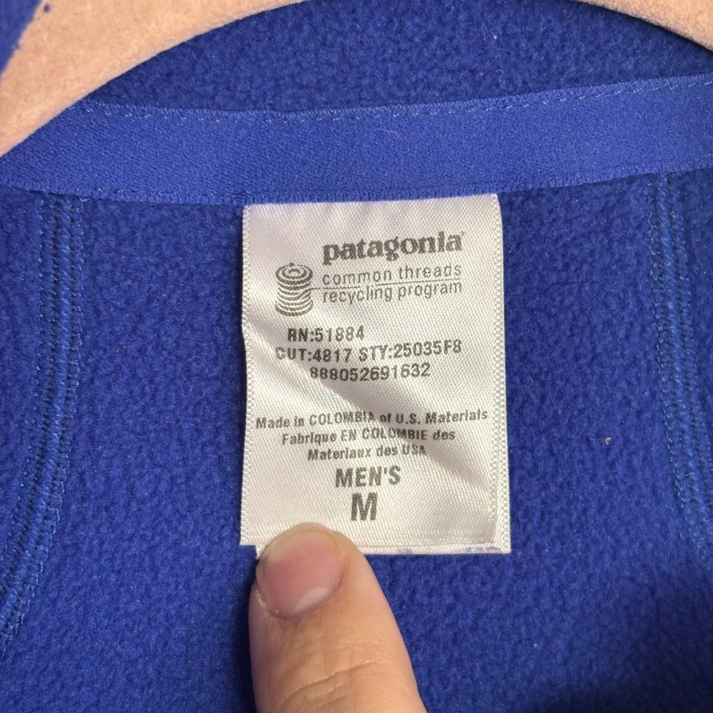 Patagonia Mens Blue‎ Quarter Zip Pullover Fleece Jacket 25035F8 Size M